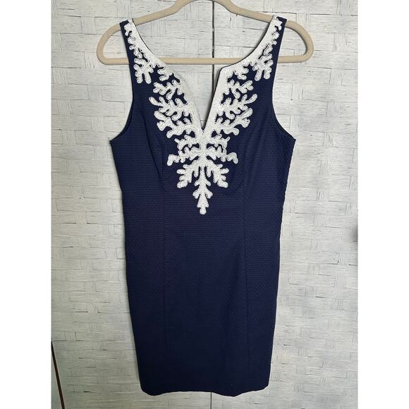 Lilly Pulitzer womens Gabby shift dress navy white nautical sequins Romantic - Picture 1 of 11